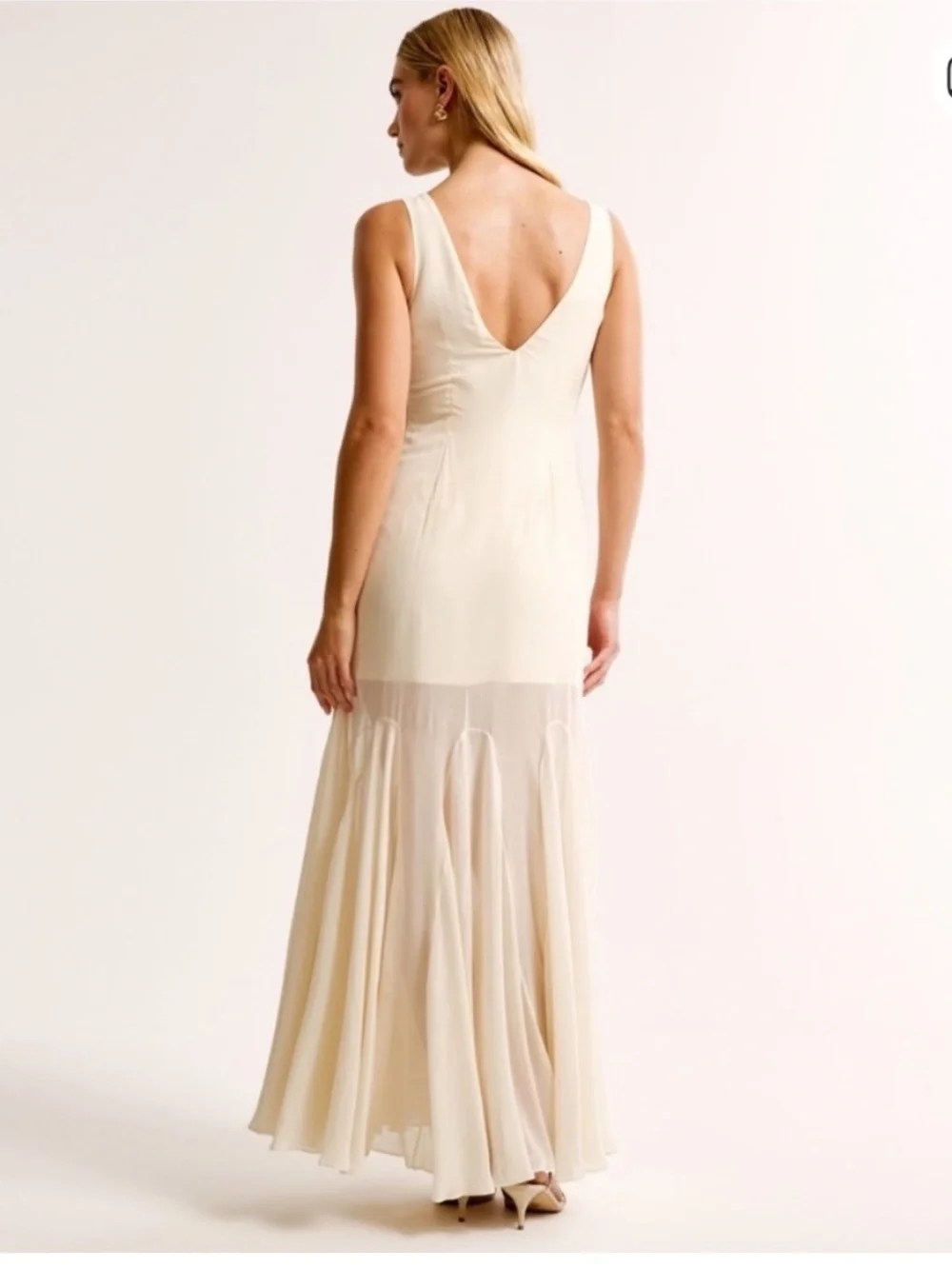 Abercrombie & Fitch Cream V-Neck Sleeveless Dress - Size small petite